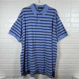 Ralph Lauren Men's Polo Shirt in Blue and Black Stripes